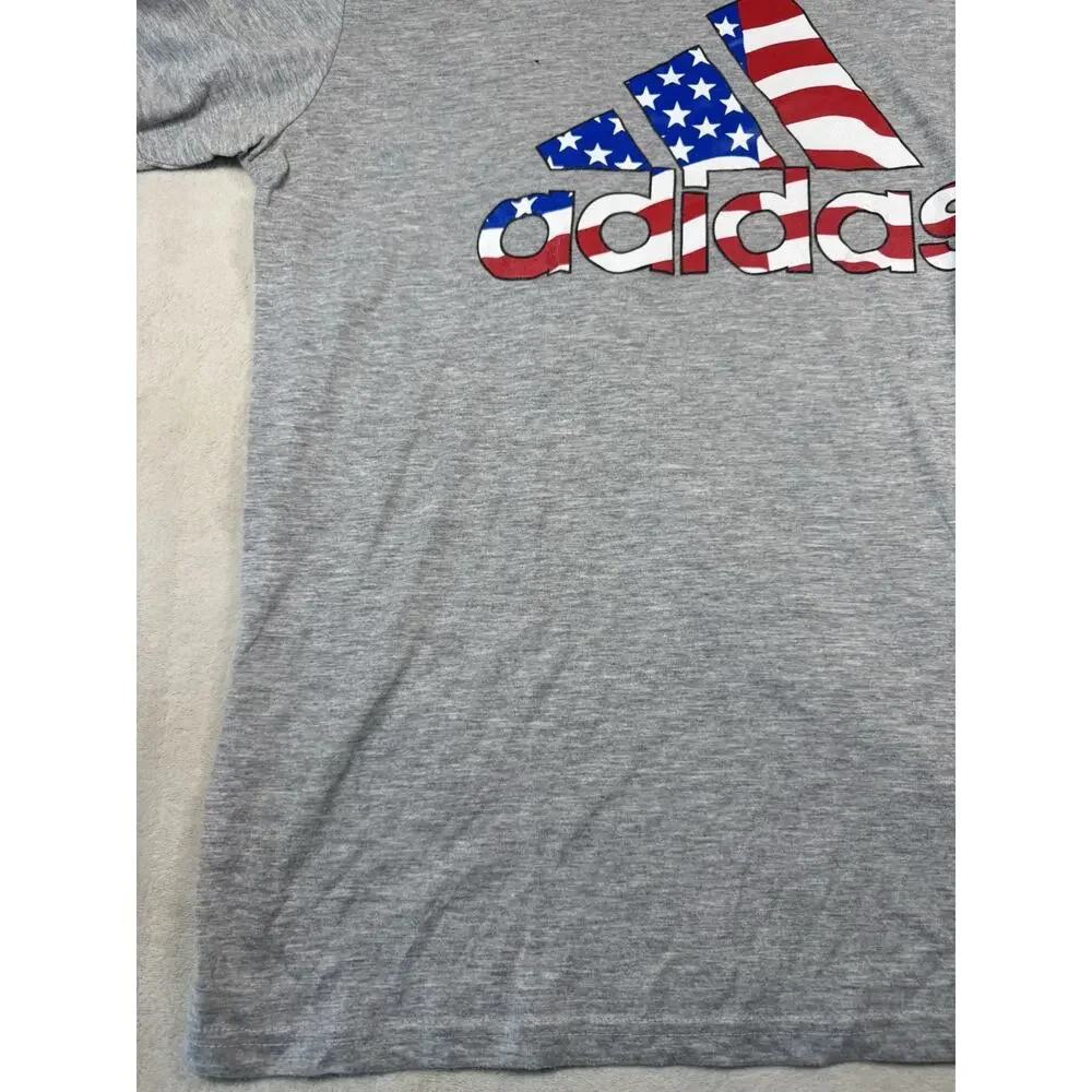 Adidas Golf Men’s Large Gray T Shirt American Flag Logo USA Patriotic Tee